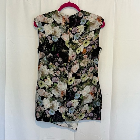 Adam Lippes Collective Women's Top Black Floral Sleeveless Wrap Blouse Size 4 - Picture 3 of 7